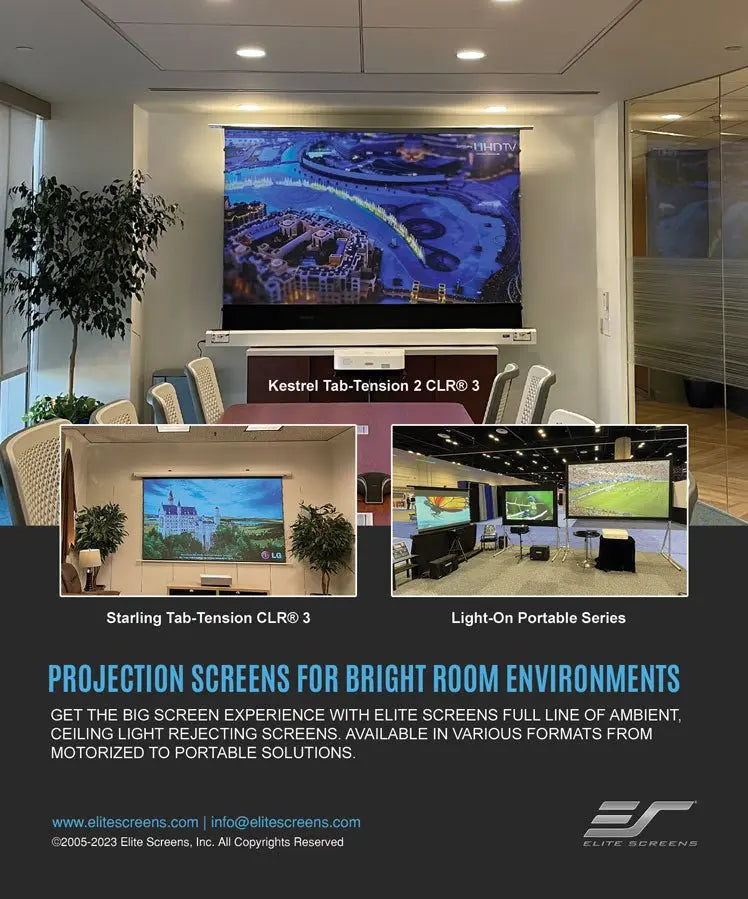 Elite Screens Projector Screens For Bright Room Environments Masters Voice Audio Visual