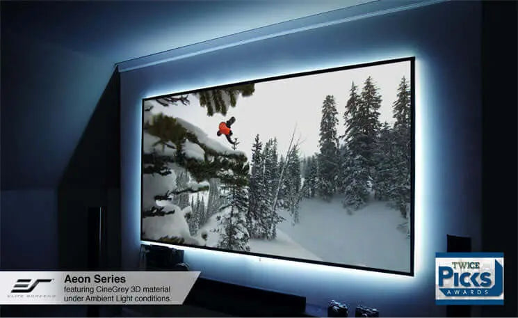 Elite Screens Aeon Fixed Frame Projector Screens - resembles a giant size flat panel TV display Masters Voice Audio Visual