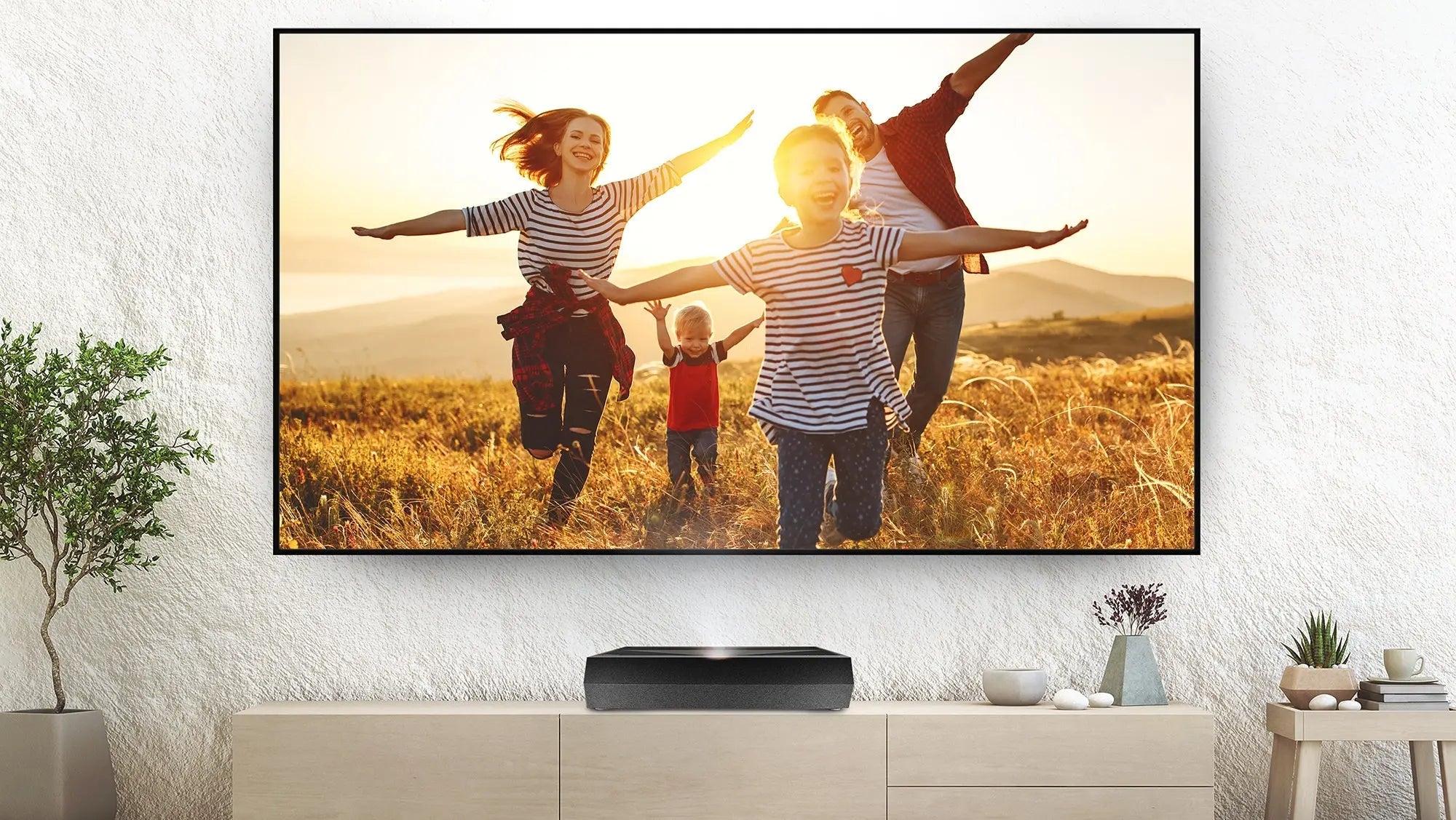 Optoma CinemaX D2 4K UHD Ultra Short Throw Projector - A Laser Projector for the Home Cinema Masters Voice Audio Visual