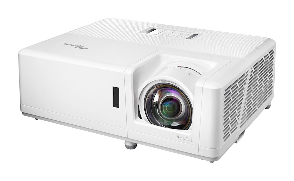 The Optoma ZH406ST laser projector has built-in speakers
