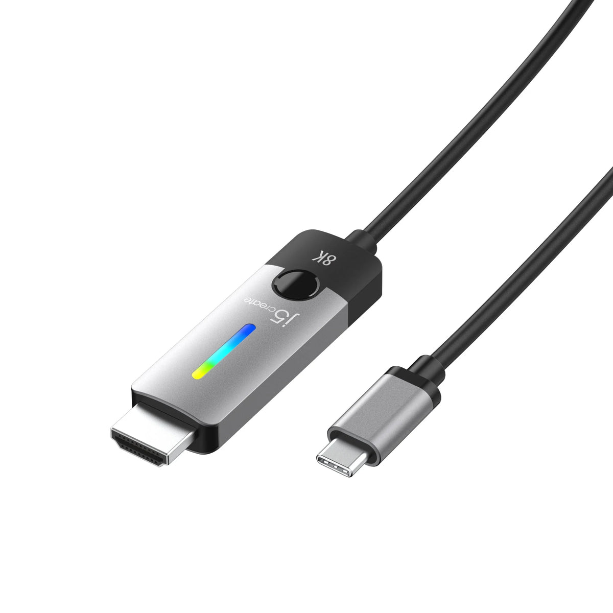 J5create JCC157 USB-C to HDMI 2.1 8K Cable (1.8m) -  Windows / macOS / Chrome OS Compatible - RGB light indicator for gaming setups J5CREATE