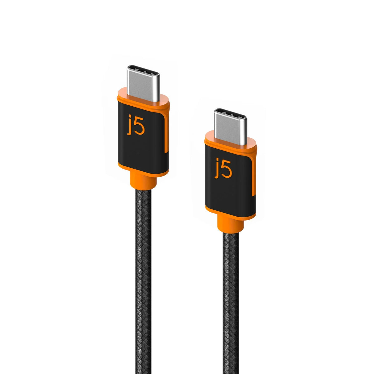 J5create JUCX24 USB-C to USB-C Sync & Charge Cable 180cm, Braided Polyester (Supports USB 2.0 with speeds up to 480Mbps, output up to 3A) Up to 60W PD J5CREATE