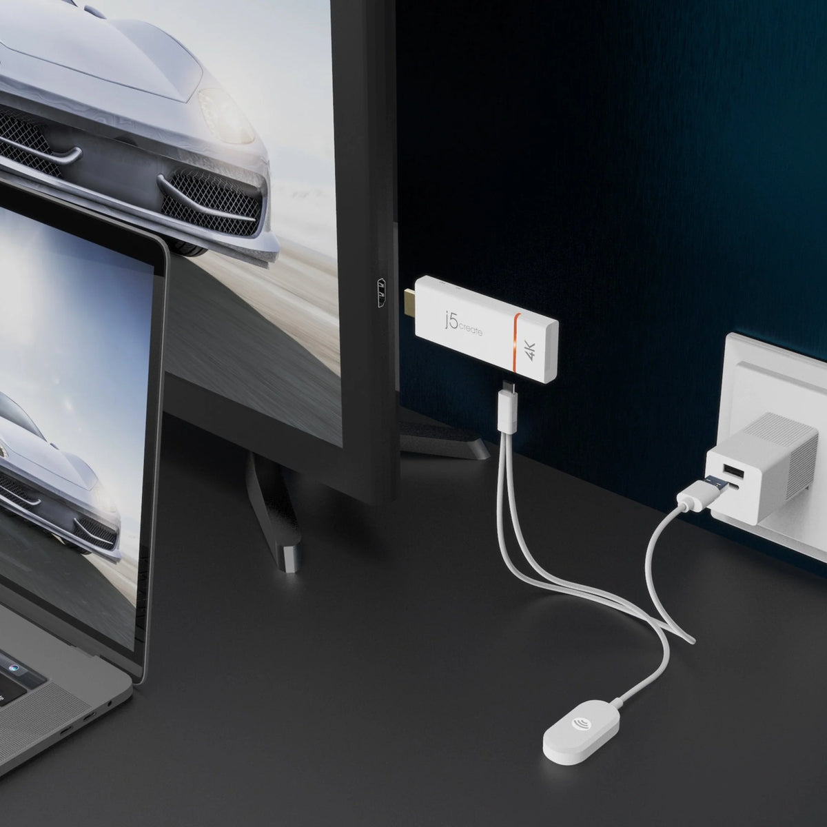 J5create JVAW76 ScreenCast 4K Wireless Display Adapter - Cast Laptop to TV (Supports Miracast, AirPlay, Chromecast, Windows, macOS, iOS, Android) J5CREATE