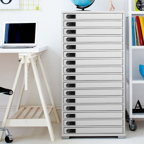 LapCabby Lyte 16-Device Static AC Charging Locker  charges 16 devices up to 15.6″ screen size 