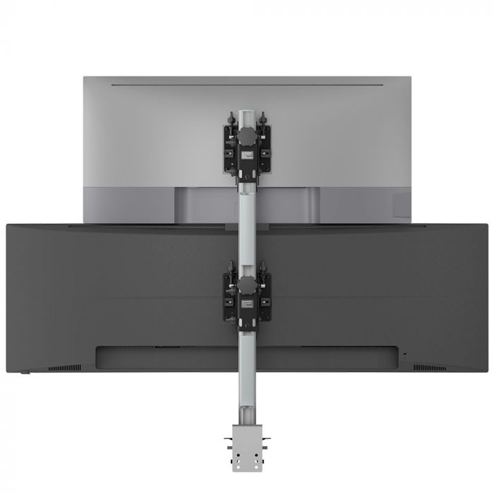 Atdec AWMS-2-BT75 Post mounted heavy duty dual vertical monitor mount - Silver