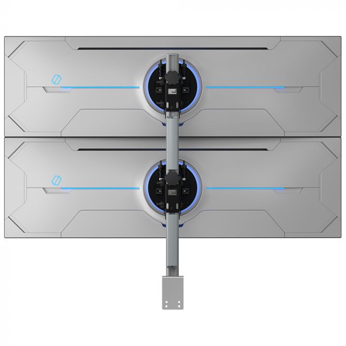 Atdec AWMS-2-BT75 Post mounted heavy duty dual vertical monitor mount - Silver