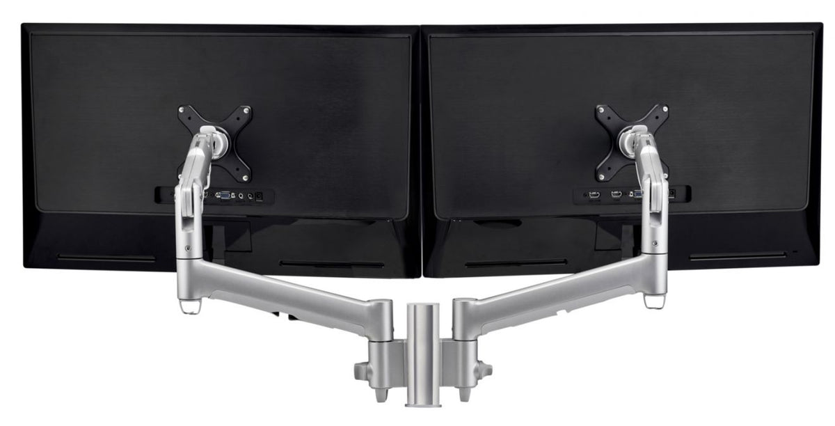 Atdec AWM Dual monitor mount solution on a 135mm post - F Clamp - White ATDEC