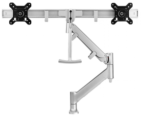 Atdec AWM Dual Monitor Arm - up to 2x 27" wide screens - 16kg - Grommet Clamp - Silver