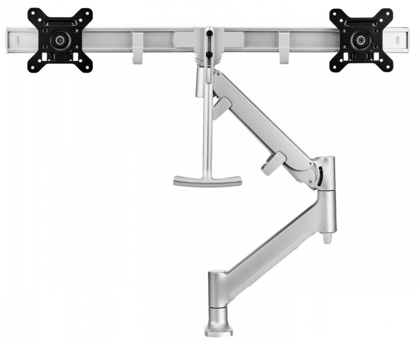 Atdec AWM Dual Monitor Arm - up to 2x 27" wide screens - 16kg - Grommet Clamp - Silver