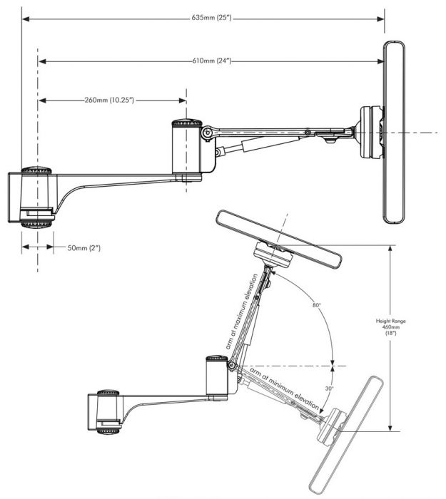 Atdec Retail Spacedec Acrobat Articulated Wall Mount Black