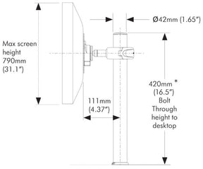 Atdec 420mm long Single monitor POS display mount - includes one QuickShift Donut