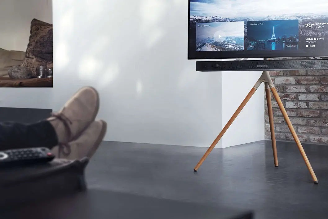 Designer TV & Soundbar Stand - Walnut - Pairs Perfectly with your Samsung TV