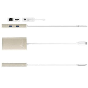 J5create JCA374 USB-C TYPE-C Multi adapter - (USB-C to 2 x USB 3.0, Gigabit Ethernet port, HDMI, USB-C PD Pass through Power Delivery port)