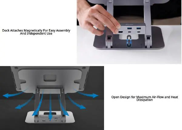 J5create JTS327 Multi-Angle single 4K HDMI Docking Laptop Stand with USB-C Pass Through (USB-C Dock w/ 4K HDMI, 2 x USB-A, USB-C Host, USB-C 100W PD)