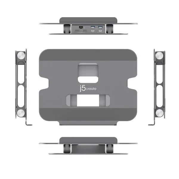 J5create JTS427 Multi-Angle Dual 4K HDMI Docking Laptop Stand with USB-C 100W PD Pass Through (USB-C Dock w/ 4K HDMI, 2 x USB-A, USB-C Host, USB-C PD)