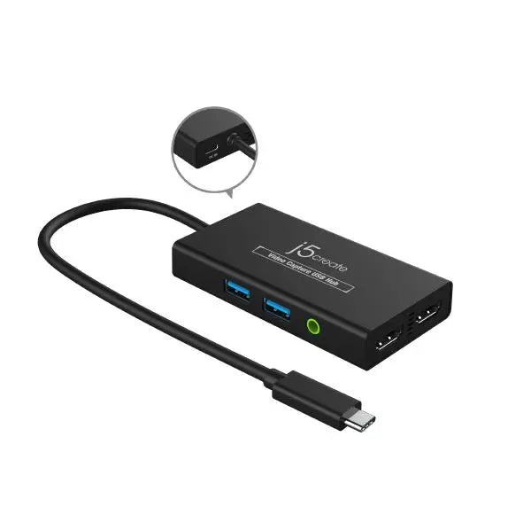 J5create JVA01 Video Capture USB Hub - Designed to function as a USB hub and a UVC capture device - HDMI Capture with Power Delivery + USB-C Hub HDMI
