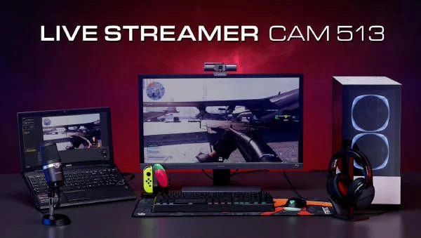 AVerMedia Live Streamer Gamer Cam 513 4K UHD Webcam, 4K Zoom Certified - Masters Voice Audio Visual