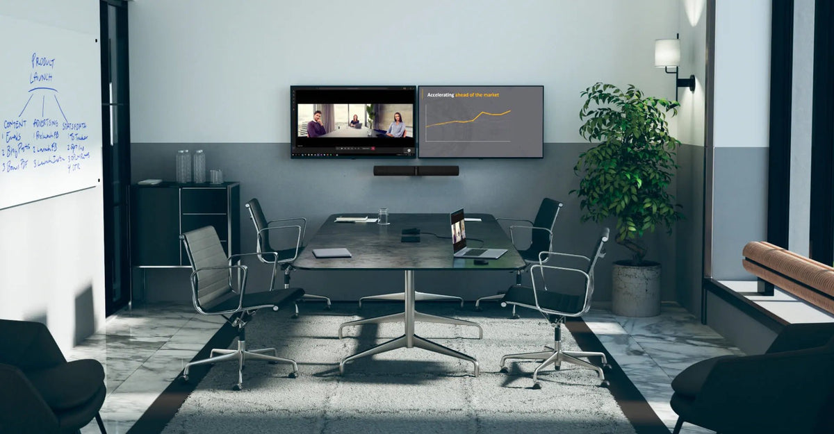 Jabra PanaCast 50 - Certified for Zoom & Microsoft Teams - black with COMMBOX UNIVERSAL VC BRACKET,43 TO 98 - Masters Voice Audio Visual