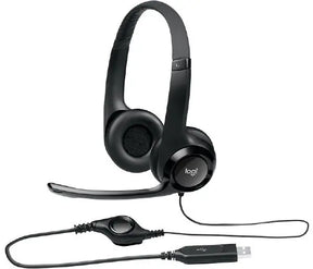 Logitech Wired USB Headset H390, Black, Noise Cancelling MIC, 1.8m Cable, In-line Audio Control - Masters Voice Audio Visual